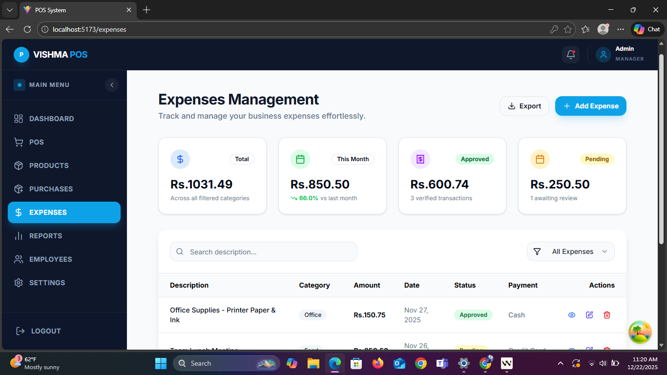 Vishma Detailed Order History