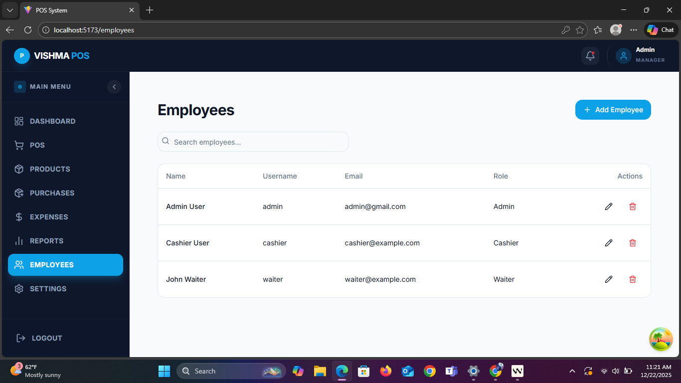 Vishma System Settings